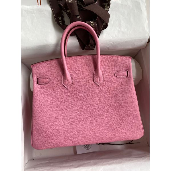 Hermes Birkin 25 Retourne Handmade Bag In Pink Clemence Leather - Image 2