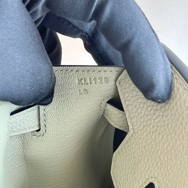 Hermes Birkin 25 Retourne Handmade Bag in Sauge Clemence Leather - Image 5
