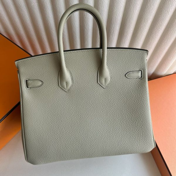 Hermes Birkin 25 Retourne Handmade Bag in Sauge Clemence Leather - Image 8