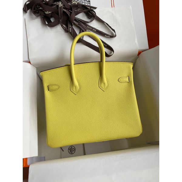 Hermes Birkin 25 Retourne Handmade Bag In Lime Epsom Calfskin - Image 2