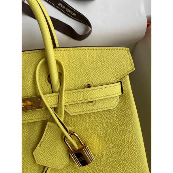 Hermes Birkin 25 Retourne Handmade Bag In Lime Epsom Calfskin - Image 3