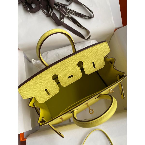 Hermes Birkin 25 Retourne Handmade Bag In Lime Epsom Calfskin - Image 8