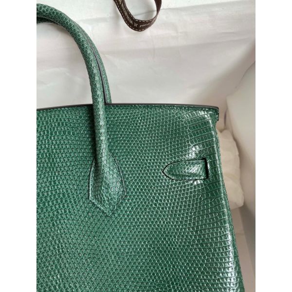 Hermes Birkin 25 Retourne Handmade Bag In Malachite Lizard Leather - Image 4