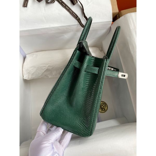 Hermes Birkin 25 Retourne Handmade Bag In Malachite Lizard Leather - Image 5