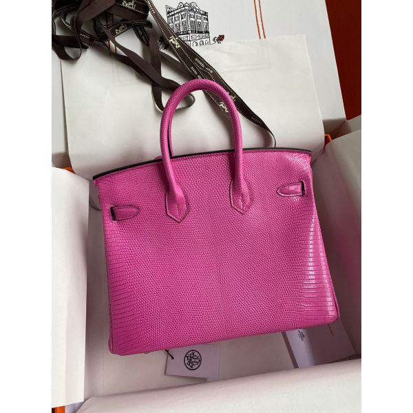 Hermes Birkin 25 Retourne Handmade Bag In Pink Lizard Leather - Image 2