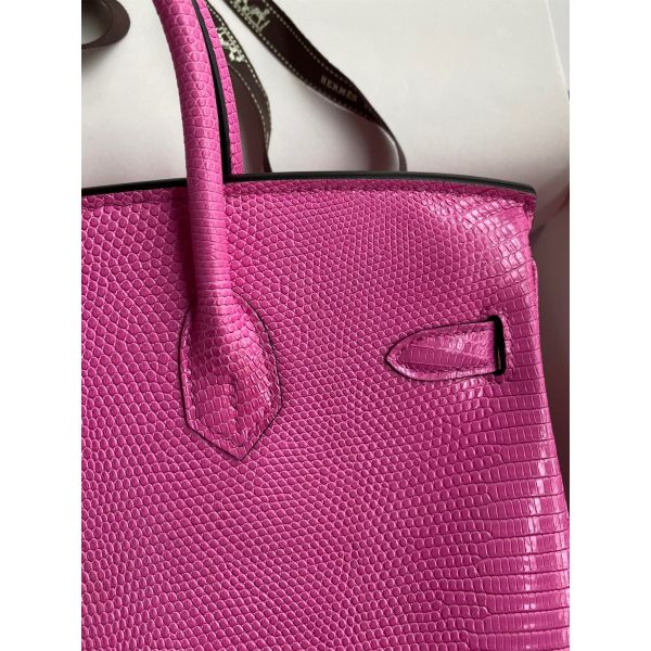 Hermes Birkin 25 Retourne Handmade Bag In Pink Lizard Leather - Image 4