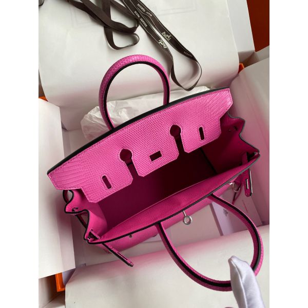 Hermes Birkin 25 Retourne Handmade Bag In Pink Lizard Leather - Image 6