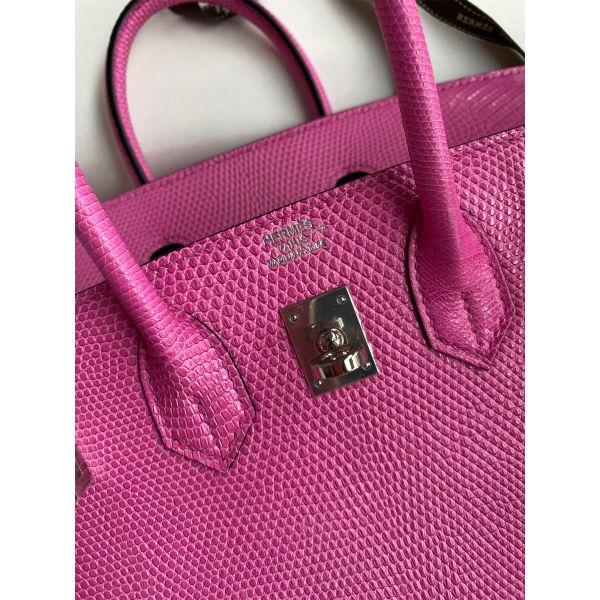 Hermes Birkin 25 Retourne Handmade Bag In Pink Lizard Leather - Image 7