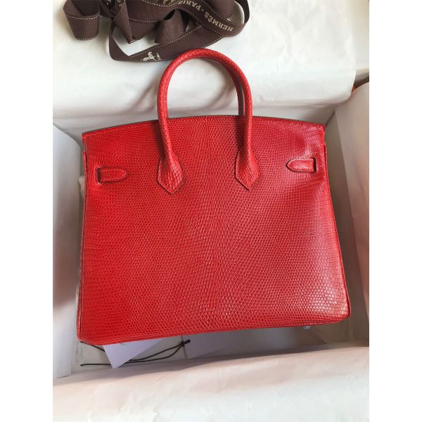 Hermes Birkin 25 Retourne Handmade Bag In Red Lizard Leather - Image 2