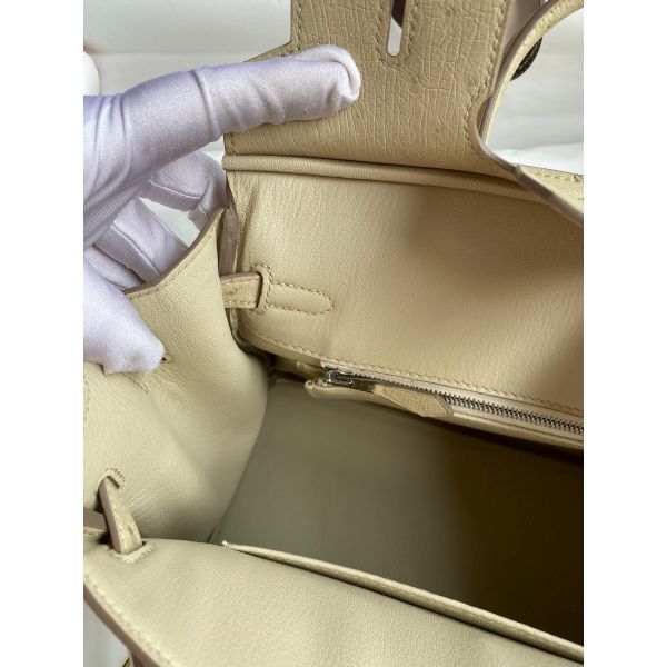 Hermes Birkin 25 Retourne Handmade Bag In Parchemin Ostrich Leather - Image 8