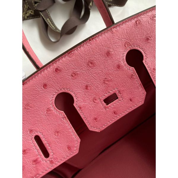 Hermes Birkin 25 Retourne Handmade Bag In Pink Ostrich Leather - Image 8