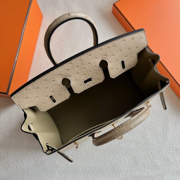 Hermes Birkin 25 Retourne Handmade Bag In Trench Ostrich Leather - Image 3