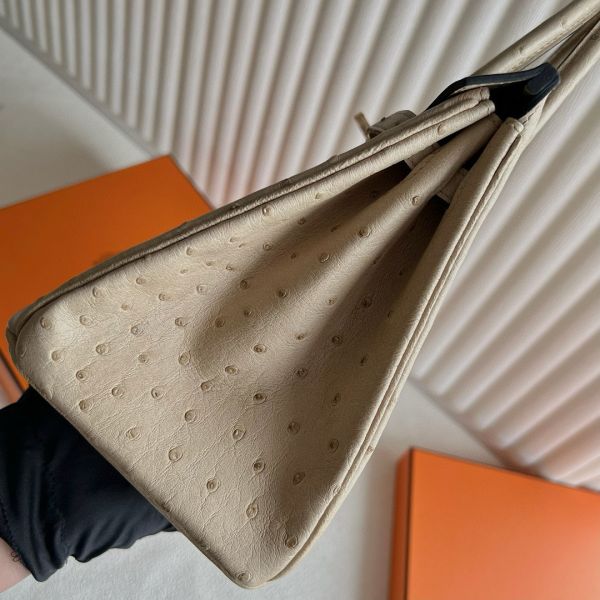 Hermes Birkin 25 Retourne Handmade Bag In Trench Ostrich Leather - Image 5