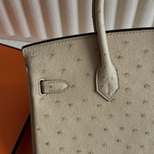 Hermes Birkin 25 Retourne Handmade Bag In Trench Ostrich Leather - Image 6