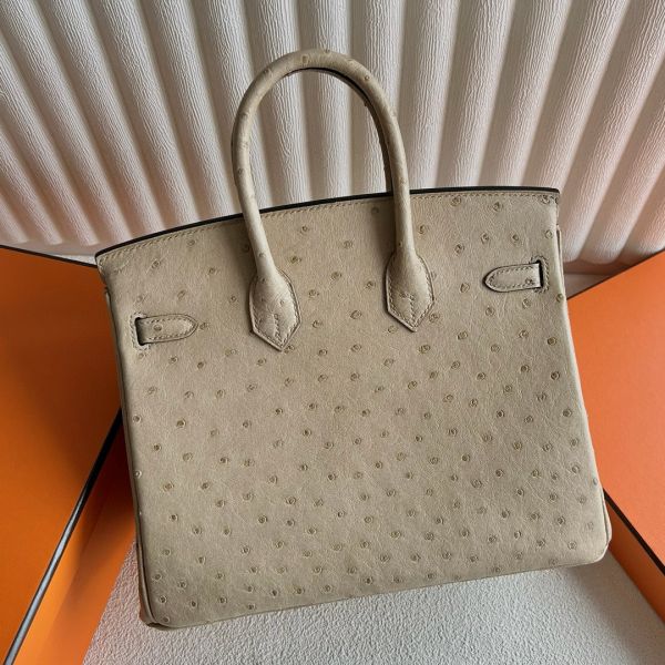 Hermes Birkin 25 Retourne Handmade Bag In Trench Ostrich Leather - Image 7
