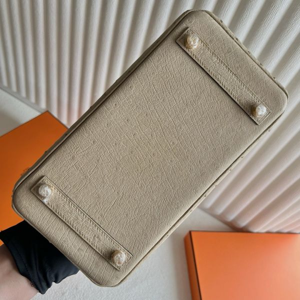 Hermes Birkin 25 Retourne Handmade Bag In Trench Ostrich Leather - Image 8