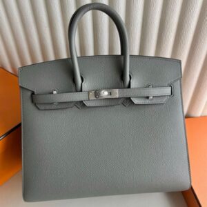 Hermes Birkin 25 Sellier Handmade Bag in Gris Meyer Epsom Calfskin