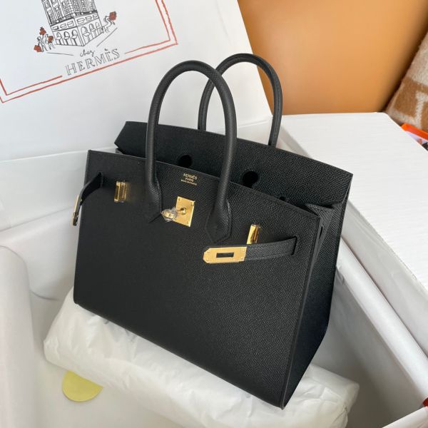 Hermes Birkin 25 Sellier Handmade Bag In Black Epsom Calfskin - Image 7