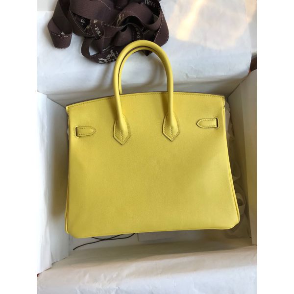 Hermes Birkin 25 Retourne Handmade Bag In Lime Swift Calfskin - Image 2