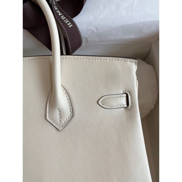Hermes Birkin 25 Retourne Handmade Bag In Nata Swift Calfskin - Image 3