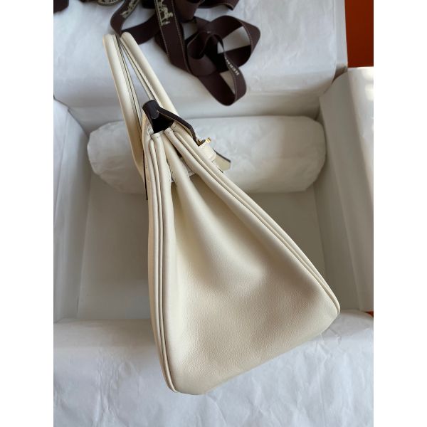 Hermes Birkin 25 Retourne Handmade Bag In Nata Swift Calfskin - Image 4