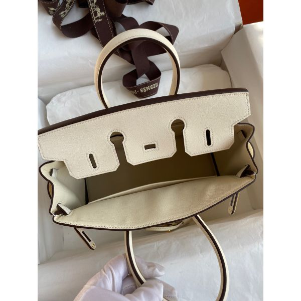 Hermes Birkin 25 Retourne Handmade Bag In Nata Swift Calfskin - Image 6