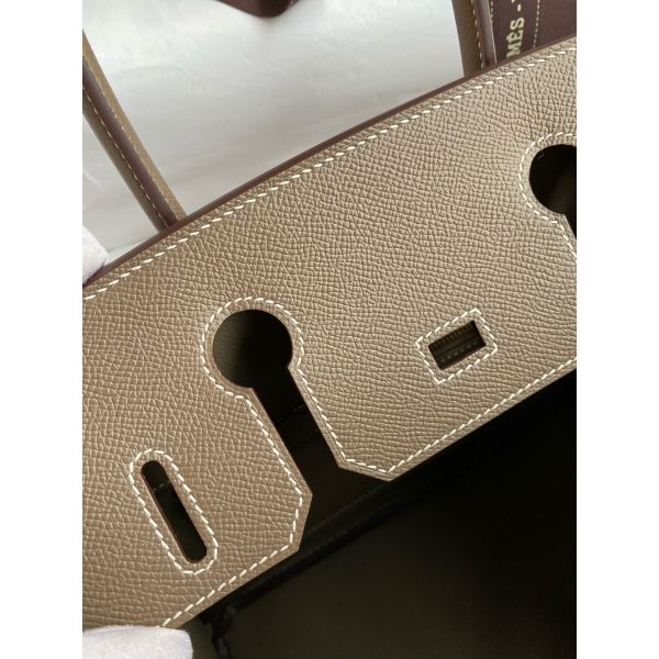 Hermes Birkin 35 Retourne Handmade Bag in Taupe Epsom Calfskin - Image 8