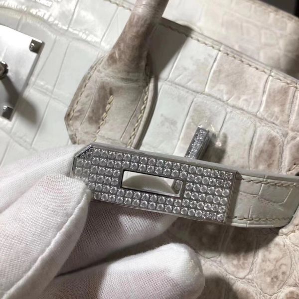 Hermes Diamond Birkin 30cm In Himalaya Niloticus Crocodile Skin - Image 11