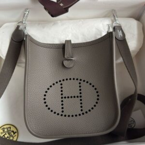 Hermes Evelyne Mini Handmade Bag in Etain Clemence Leather