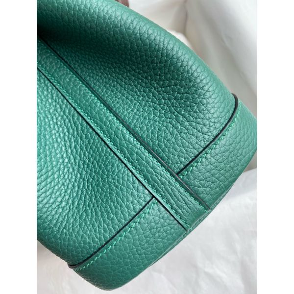 Hermes Garden Party 30 Handmade Bag in Malachite Clemence Leather - Image 5