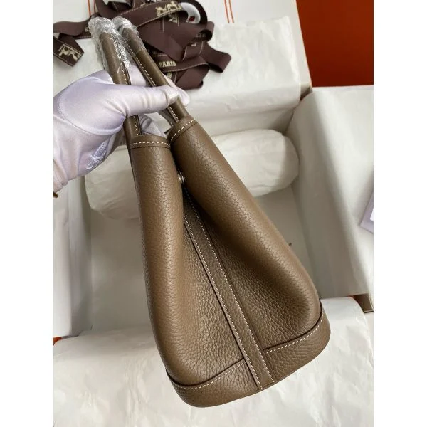 Hermes Garden Party 30 Handmade Bag in Taupe Clemence Leather - Image 2