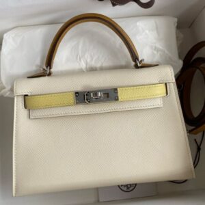 Hermes HSS Kelly Mini II Sellier Tri-color Bag in Nata/Craie/Black Epsom Calfskin