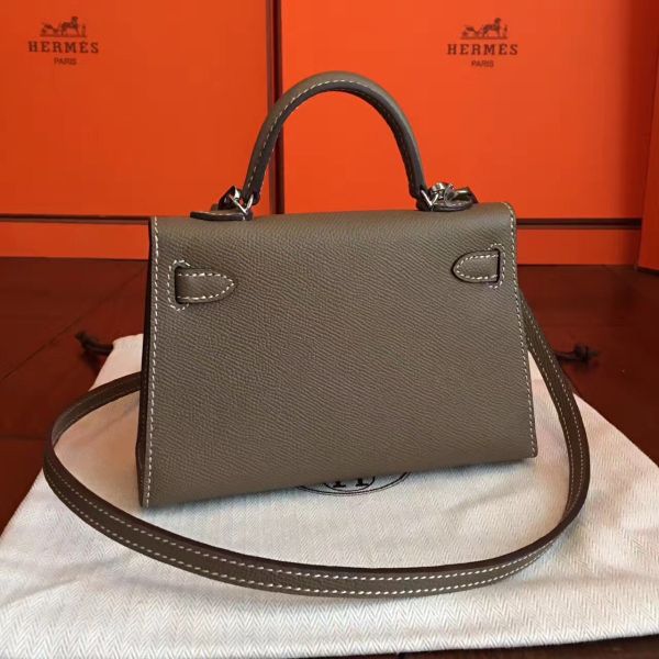 Hermes Kelly Mini II Handmade Bag In Taupe Epsom Leather - Image 2