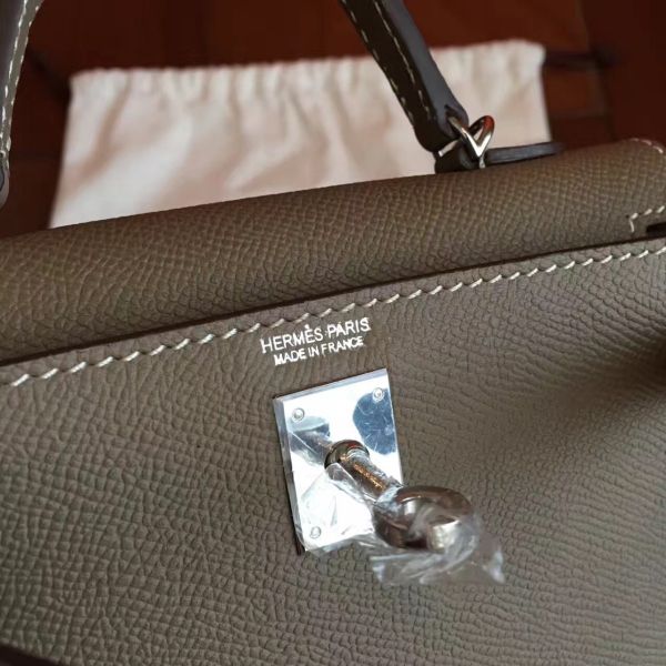 Hermes Kelly Mini II Handmade Bag In Taupe Epsom Leather - Image 4