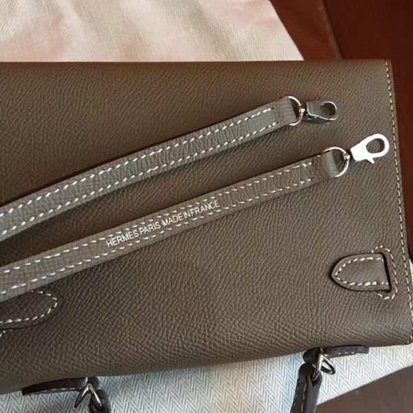 Hermes Kelly Mini II Handmade Bag In Taupe Epsom Leather - Image 6