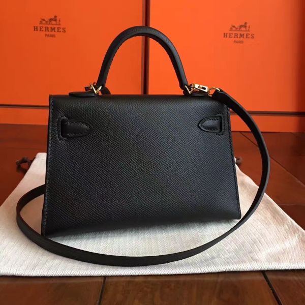 Hermes Kelly Mini II Handmade Bag In Black Epsom Leather - Image 2