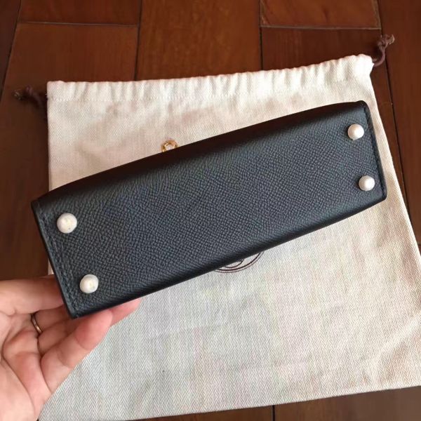 Hermes Kelly Mini II Handmade Bag In Black Epsom Leather - Image 5