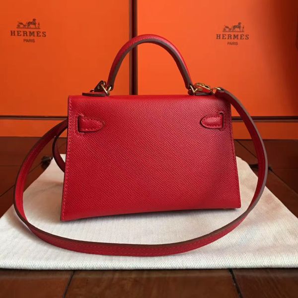Hermes Kelly Mini II Handmade Bag In Red Epsom Leather - Image 2