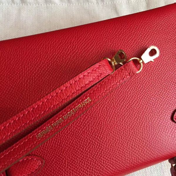 Hermes Kelly Mini II Handmade Bag In Red Epsom Leather - Image 8