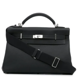 Hermes Kelly 42 Maxi Handmade Bag in Black Clemence Leather