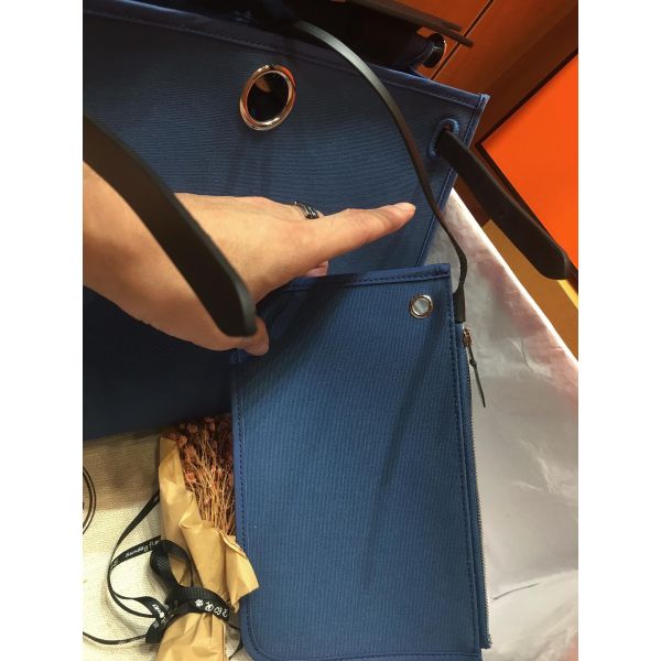 Hermes Herbag Zip 31cm Bag In Black And Blue - Image 7