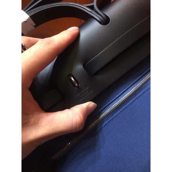 Hermes Herbag Zip 31cm Bag In Black And Blue - Image 8