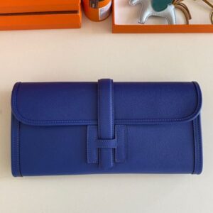 Hermes Jige Elan 29 Clutch Bag In Blue Electric Epsom Leather
