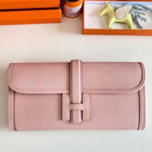 Hermes Jige Elan 29 Clutch Bag In Pink Epsom Leather