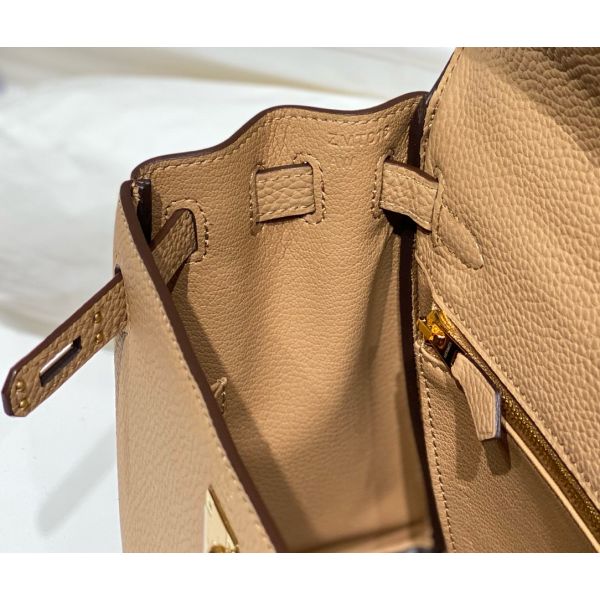 Hermes Kelly 25cm Retourne Bag In Chai Clemence Leather GHW - Image 8