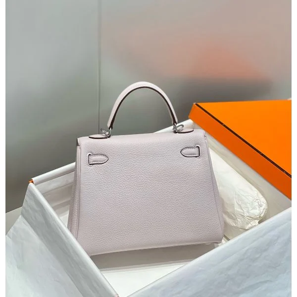 Hermes Kelly 25cm Retourne Bag In Mauve Pale Clemence Leather - Image 3