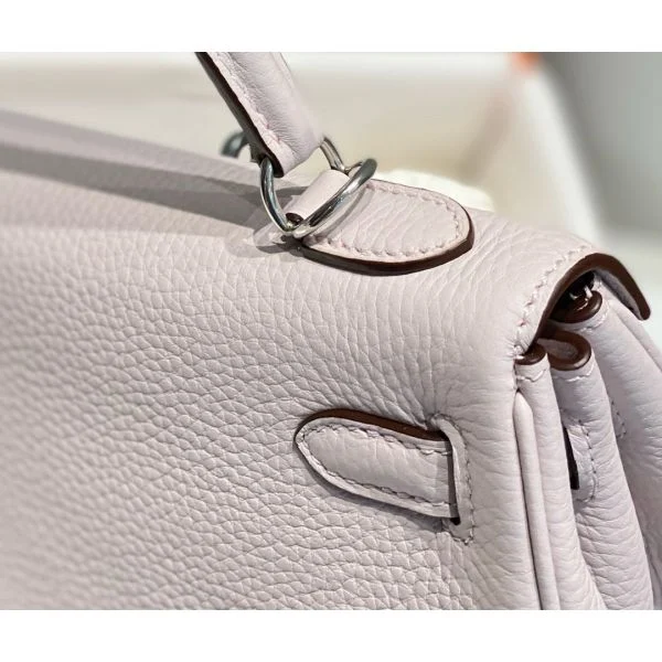 Hermes Kelly 25cm Retourne Bag In Mauve Pale Clemence Leather - Image 5