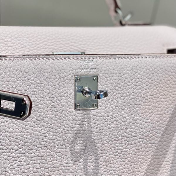 Hermes Kelly 25cm Retourne Bag In Mauve Pale Clemence Leather - Image 6