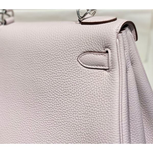 Hermes Kelly 25cm Retourne Bag In Mauve Pale Clemence Leather - Image 7