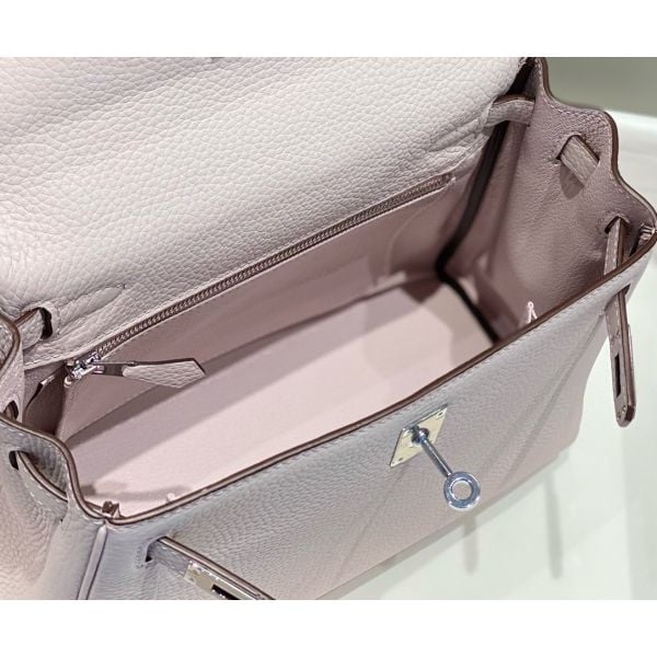 Hermes Kelly 25cm Retourne Bag In Mauve Pale Clemence Leather - Image 9